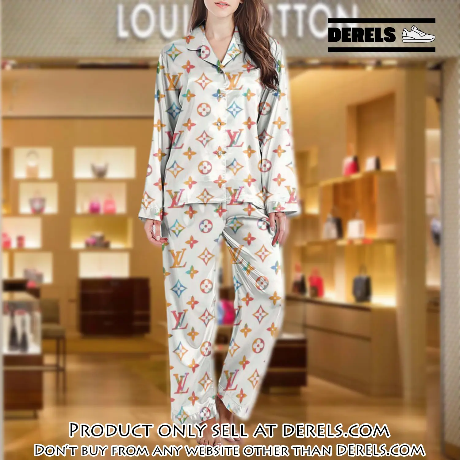 Lv monogram long satin pajama set pjs1013 dr3435023